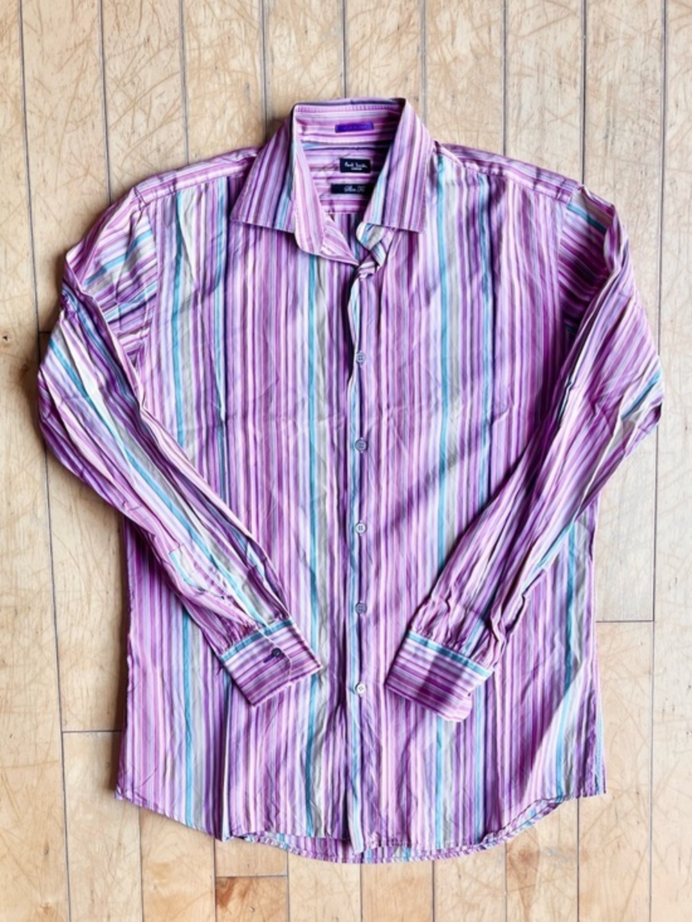 Paul Smith London Multicolor Striped Slim Fit Button-Up Shirt Size 15.5